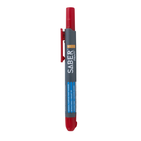 Saber Paint Rt Retractable Paint Marker, General Purpose, Red, PK6 59136